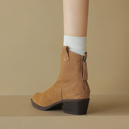 Women Suede Chelsea Boots | Pointed Toe Ankle Boots | Cowgirl Boots | Pointy Toe Wedge Heel