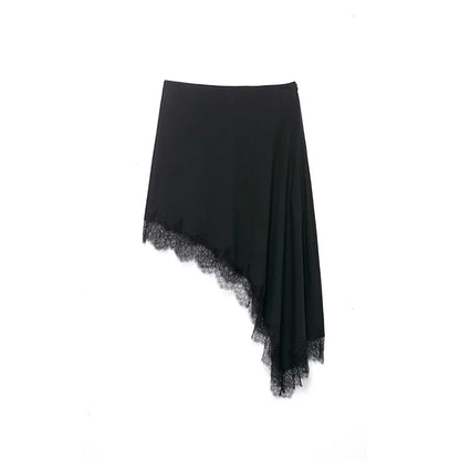Women Lace Hem Asymmetrical Mini Skirt | Vintage | High Waist