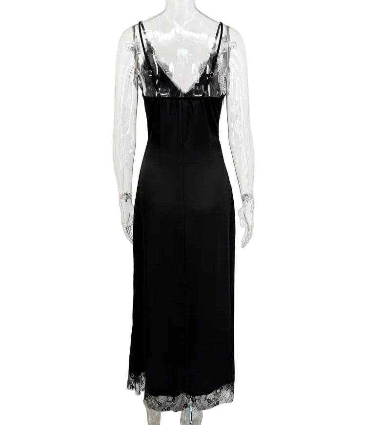 Women Lace Printed Long Dress | V-Neck | Backless | Party Dress | Bodycon Dress