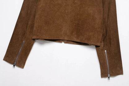 Women Short Suede Jacket | Long Sleeve | Fall | Casual Vintage Jacket
