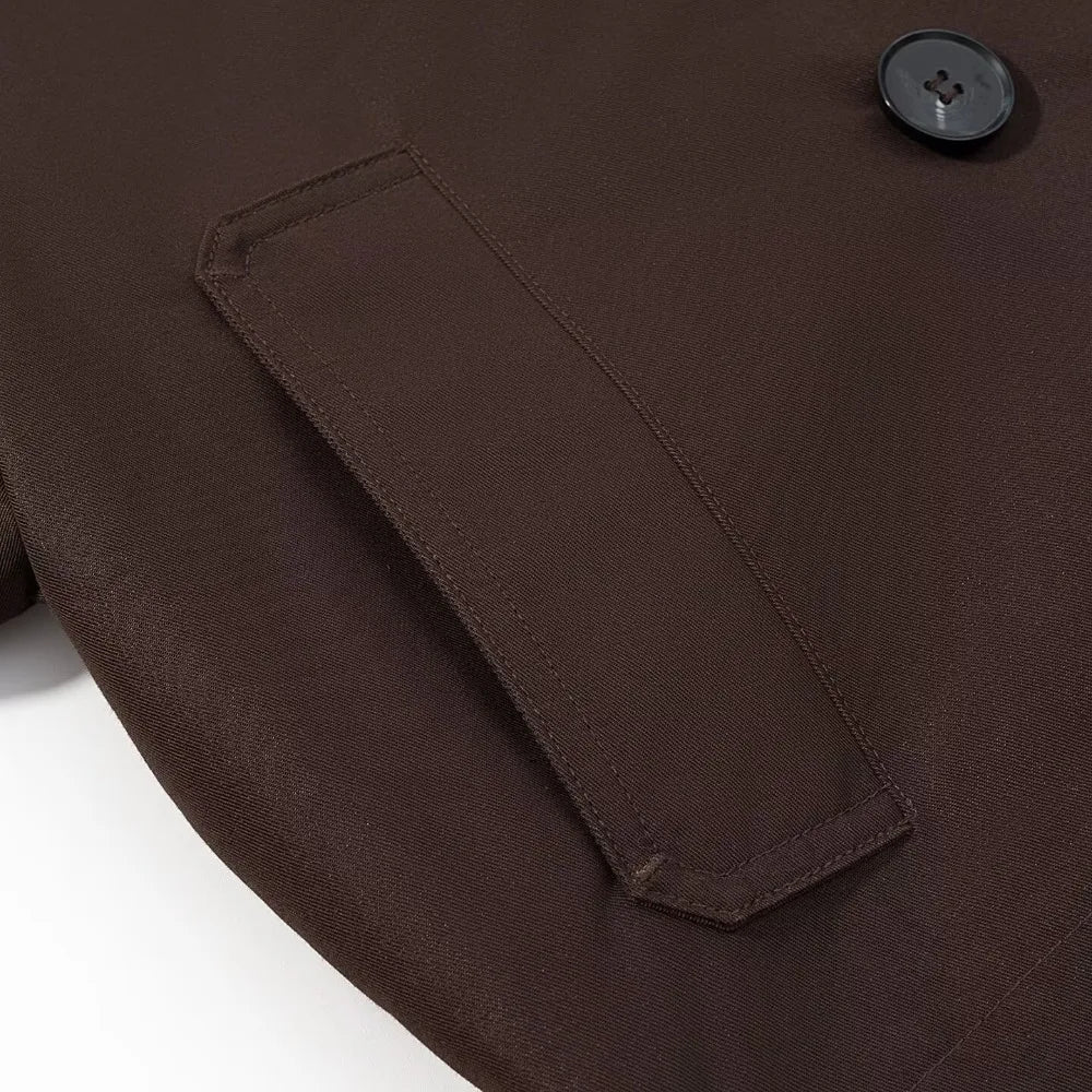 Women Cropped Trench Coat | Long Sleeve | Casual Classic