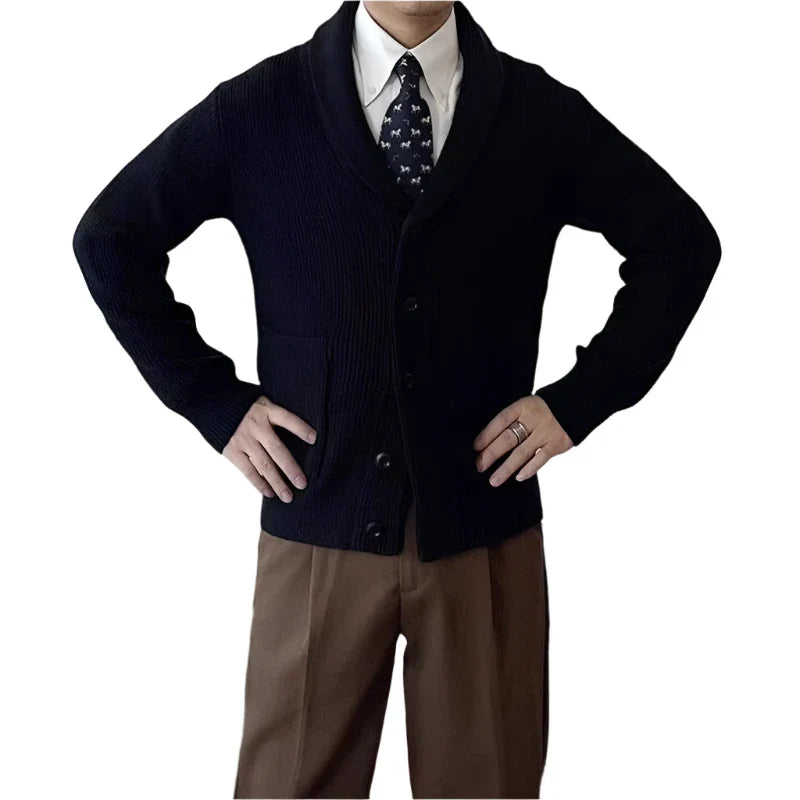 Men Wool Blend Buttoned Sweater | Casual Long Sleeve Vintage Cardigan