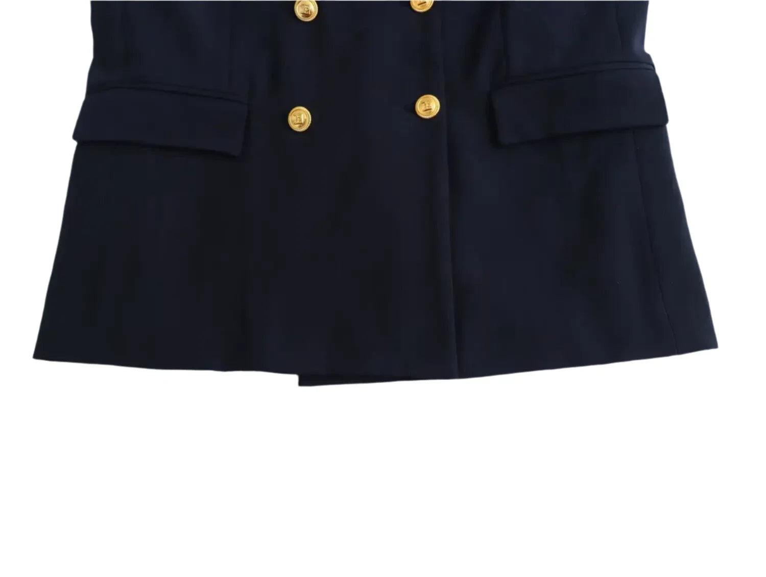 Women Navy Blue Double Breasted Blazer