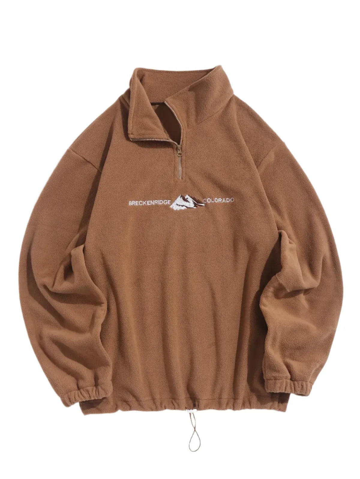 Unisex Quarter Zip Polar Fleece Sweatshirt | Embroidered Sweatshirt Coffee