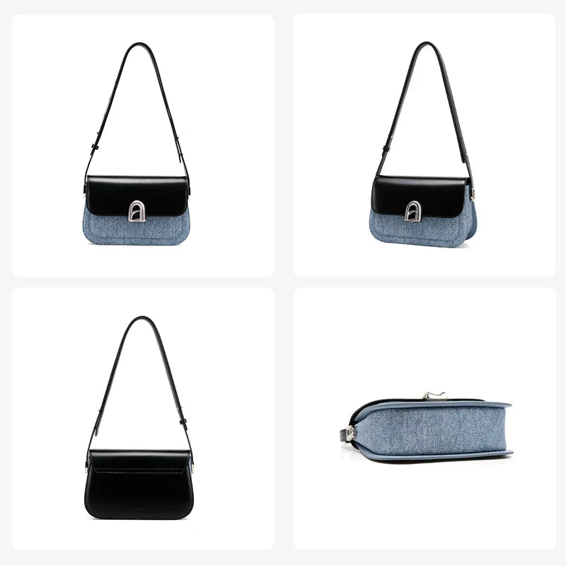 Women Retro Square Leather Bag | Crossbody Shoulder Bag