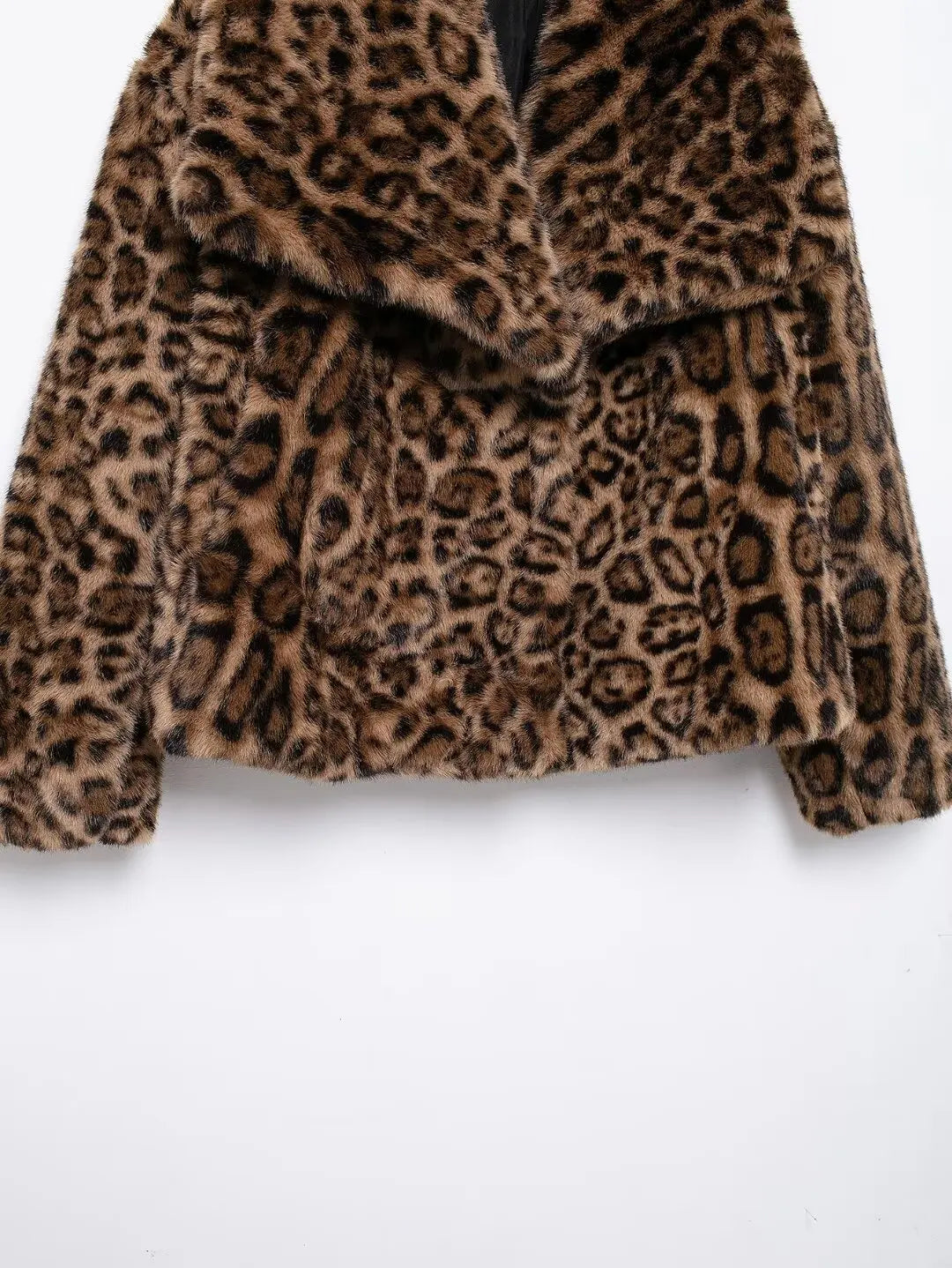 Women Winter Animal Print | Warm Fur Coat | Long Sleeve Lapel Coat | Leopard Print Coat