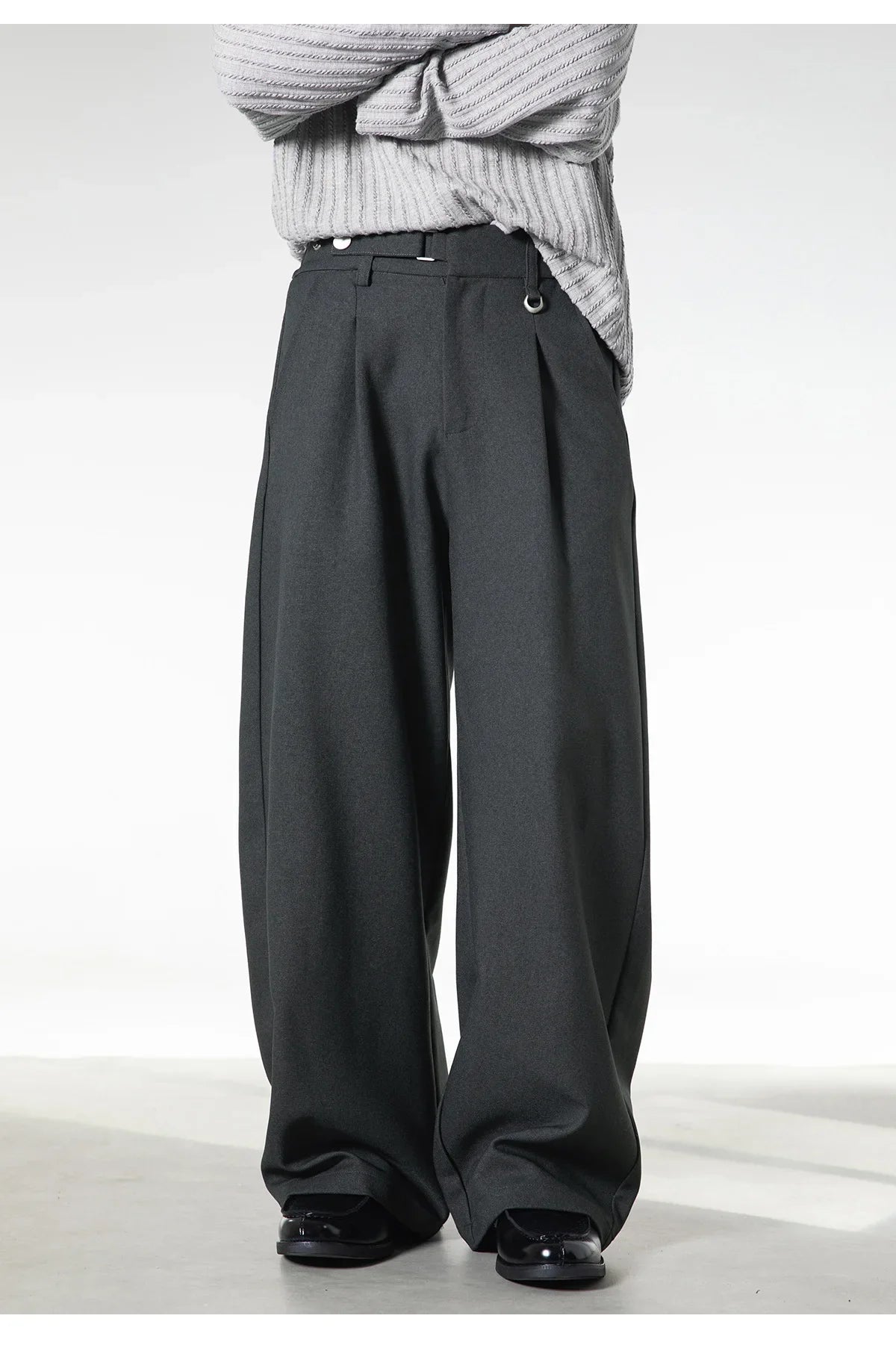 Men Loose Fit Dress Pants | Adjustable Buckle | Pleated | Casual Trousers | Wide Leg
