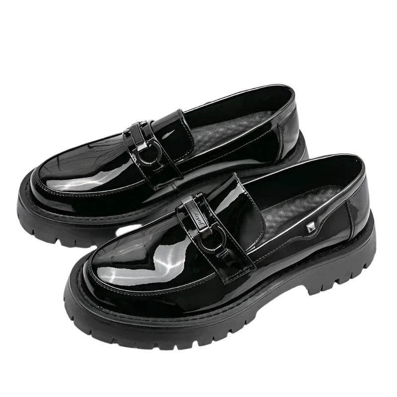 Men Platform Leather Shoes | Men Loafers | Thick Soled