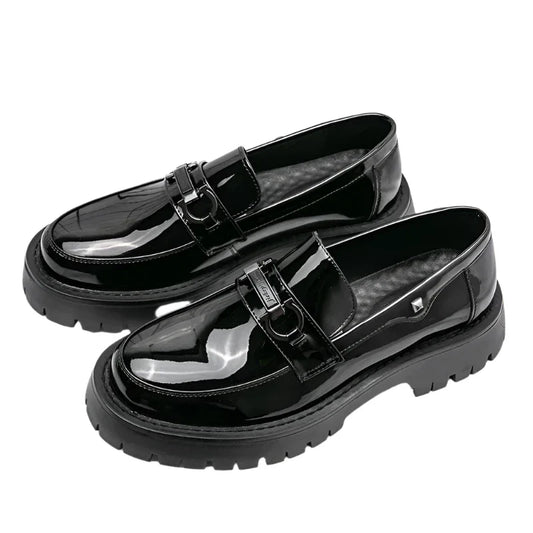 Men Platform Leather Shoes | Men Loafers | Thick Soled