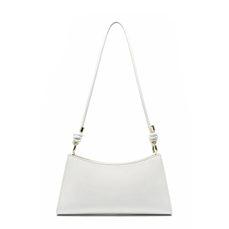 Women Baguette Leather Underarm Bag White