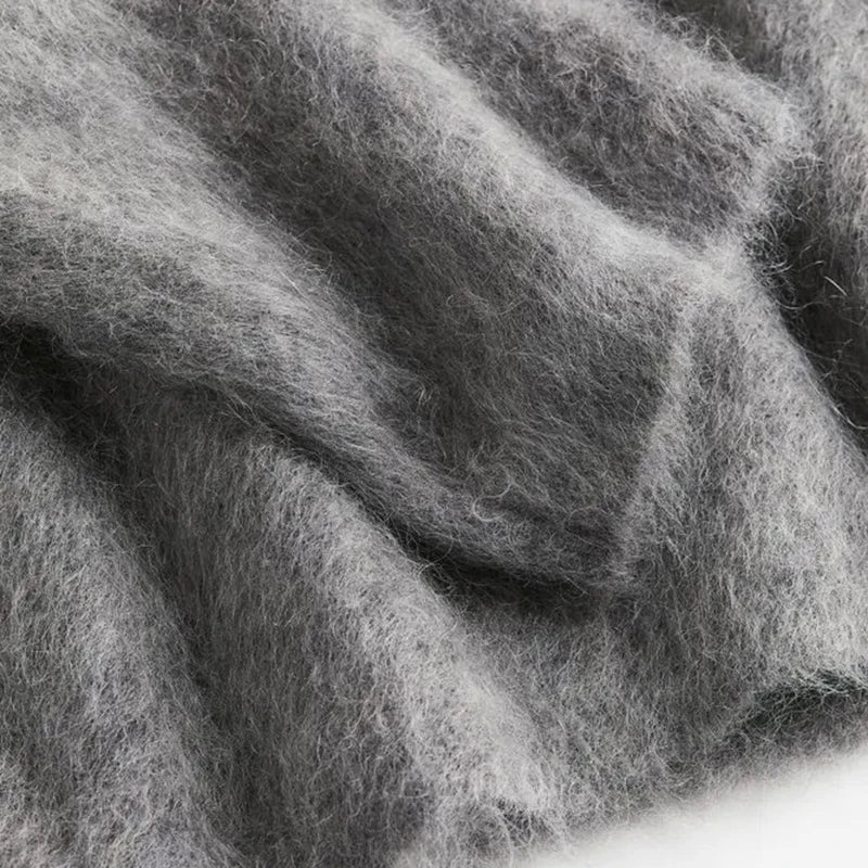 Women Casual Fuzzy Sweater | Pullover | Loose Knitted Sweater | Vintage Streetwear | Long Sleeve | Warm