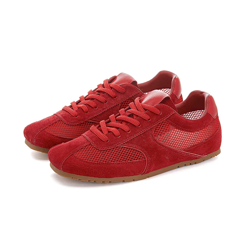 Women Mesh Sneakers | Summer German Training Shoes | Flat Shoes | German Army Trainers Red