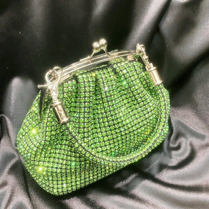 Women Rhinestones Clutch | Shiny Crystal Purse green