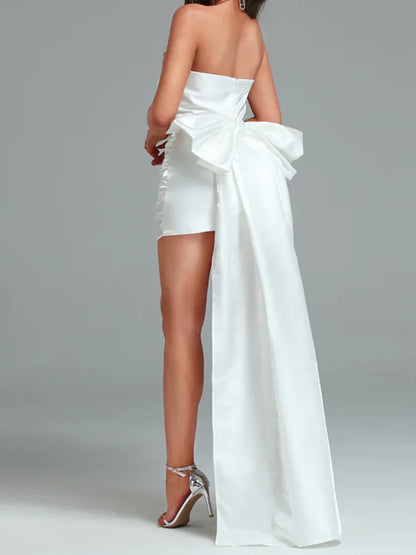 NEXT DAY DELIVERY OLENA Strapless Bowknot Draping Corset Dress