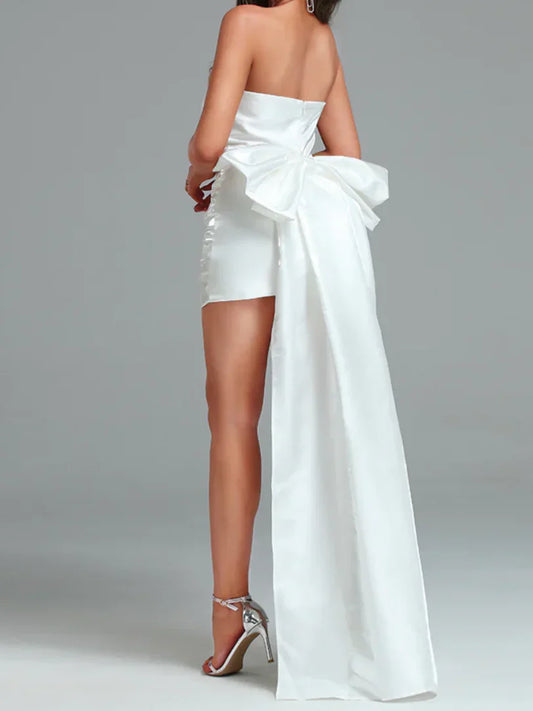NEXT DAY DELIVERY OLENA Strapless Bowknot Draping Corset Dress