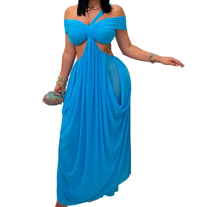 Eugenia Asymmetric Draped Maxi Dress