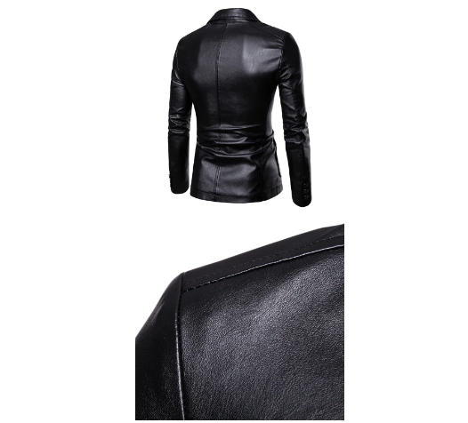 Men's Lapel Leather Dress Coat | Business Casual Blazer Jacket