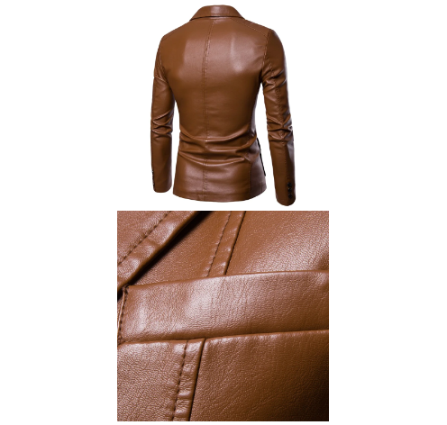 Men's Lapel Leather Dress Coat | Business Casual Blazer Jacket