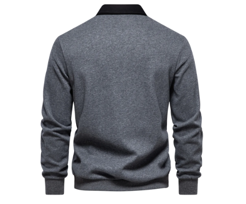 Cotton Polo Neck Sweatshirt for Men | Casual Collared Sweatshirt