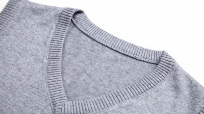 Men Knitted Cotton Sweater Vest | Casual Warm Winter V-Neck Outerwear