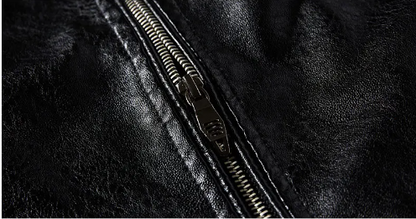 Leather Jacket Men | Fleece Motorcycle Windbreaker Slim Coat | Removable Fur Collar