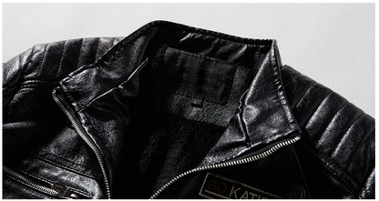 Leather Jacket Men | Fleece Motorcycle Windbreaker Slim Coat | Removable Fur Collar