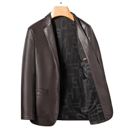 Sheep Leather Casual Suit Men's Jacket | Black Brown Leather Winter Jacket