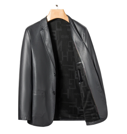 Sheep Leather Casual Suit Men's Jacket | Black Brown Leather Winter Jacket