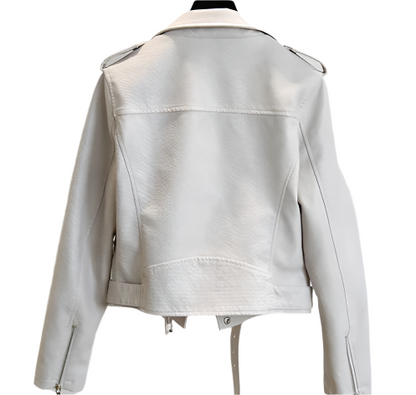 Women Biker Leather Jacket with Belt
