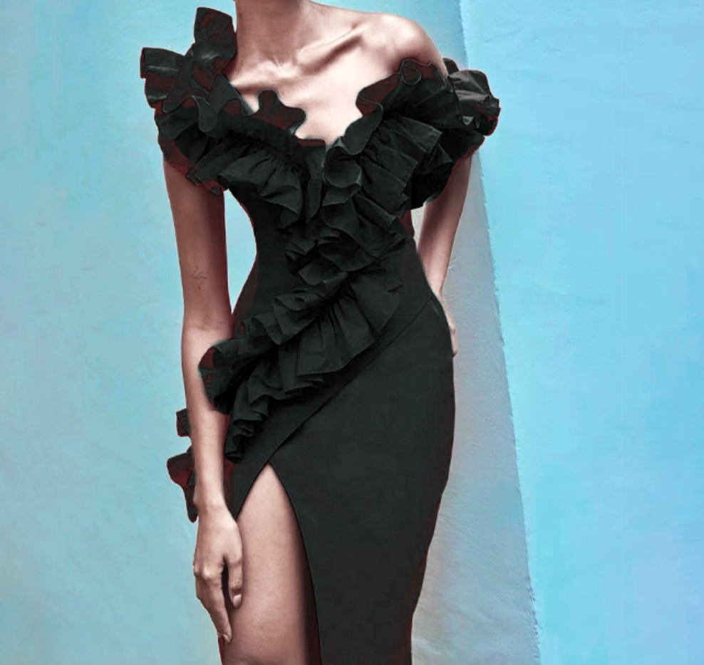 MISTY Decorative Maxi Bandage Dress BLACK