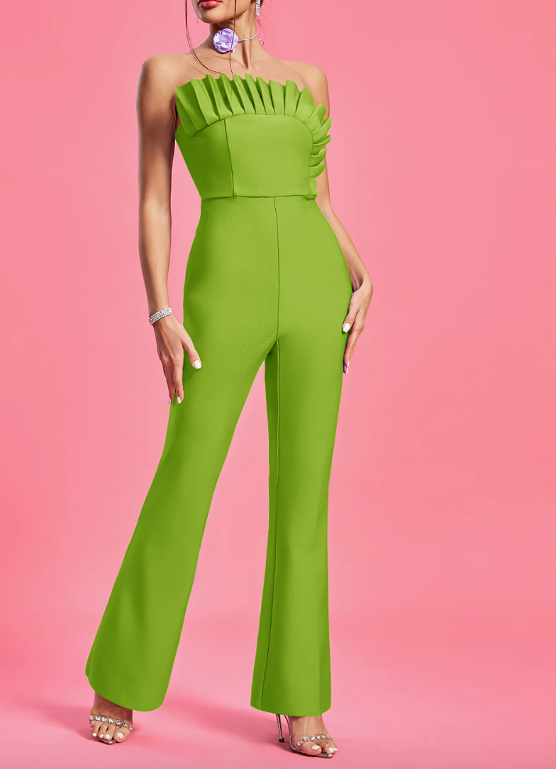 SUE Strapless Pleated Bandage Jumpsuit