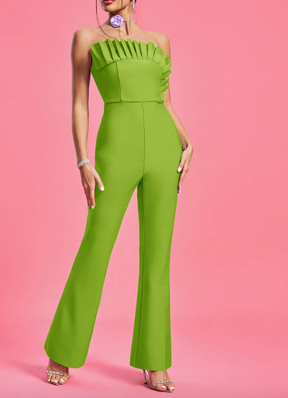 SUE Strapless Pleated Bandage Jumpsuit