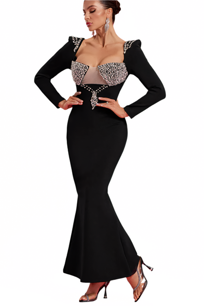 AGATA Low-Cut Rhinestone Embellished Mermaid Dress