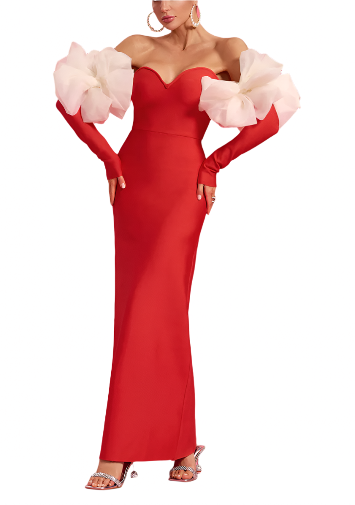 BABETT Floral-Shape Bowknot Embellished Maxi Dress