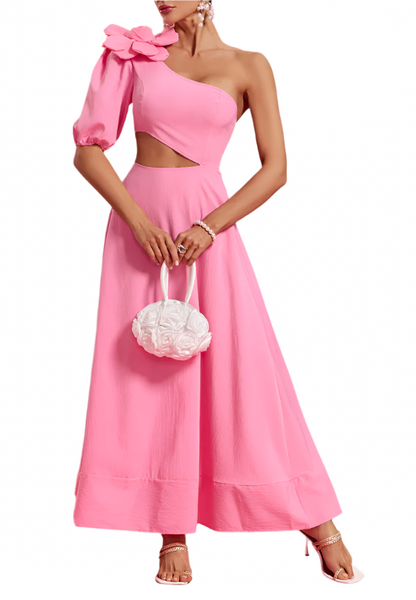 BEDIA One Shoulder Flower Cut-Out Maxi Dress