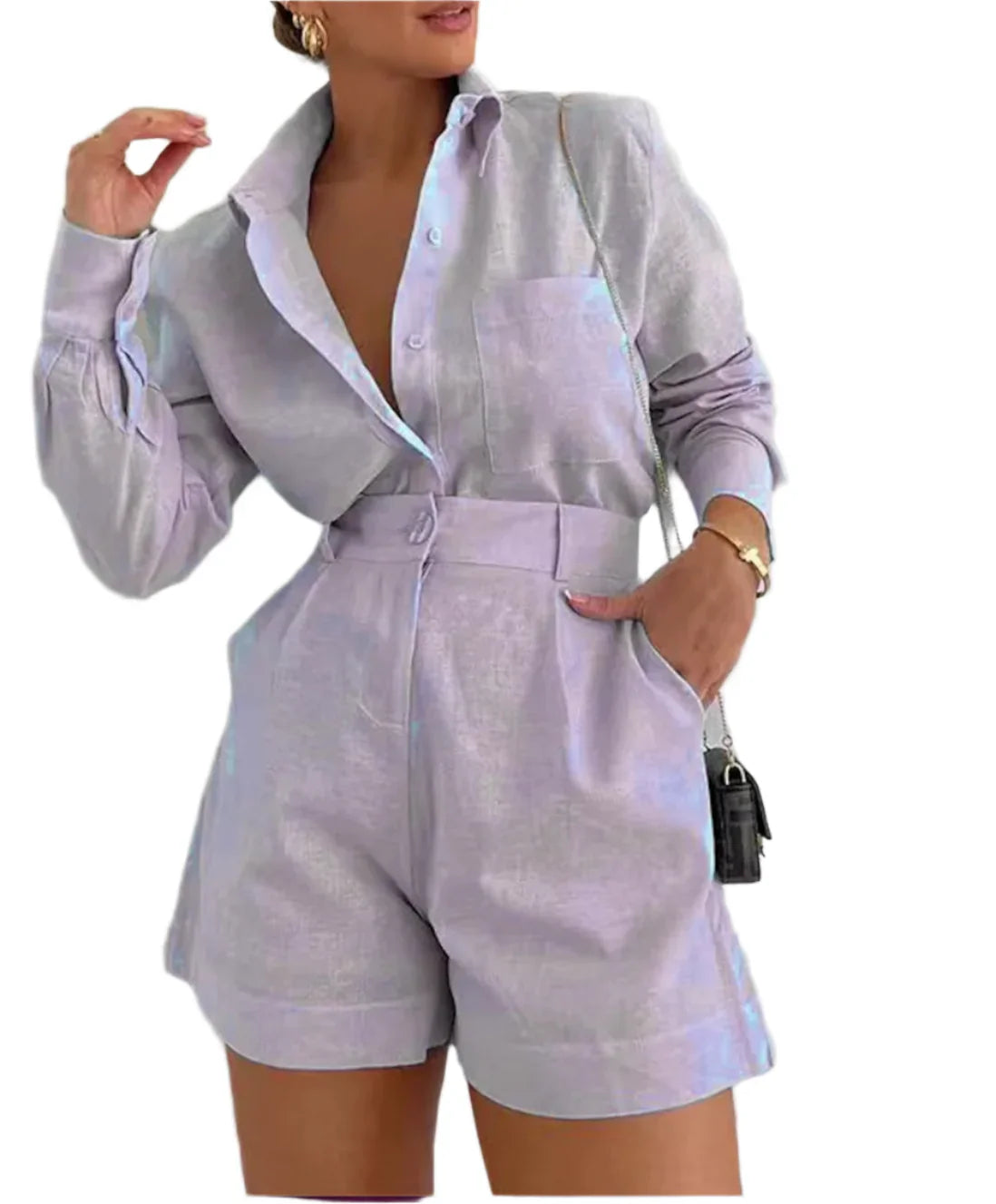 NEXT DAY DELIVERY CADIE Long Sleeve Linen Bodycon Set