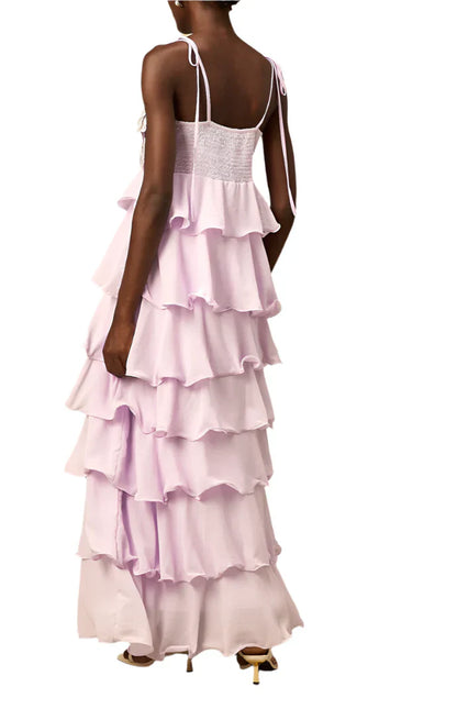 NEXT DAY DELIVERY SANDY 3D Petals Ruffle Maxi Bodycon Dress