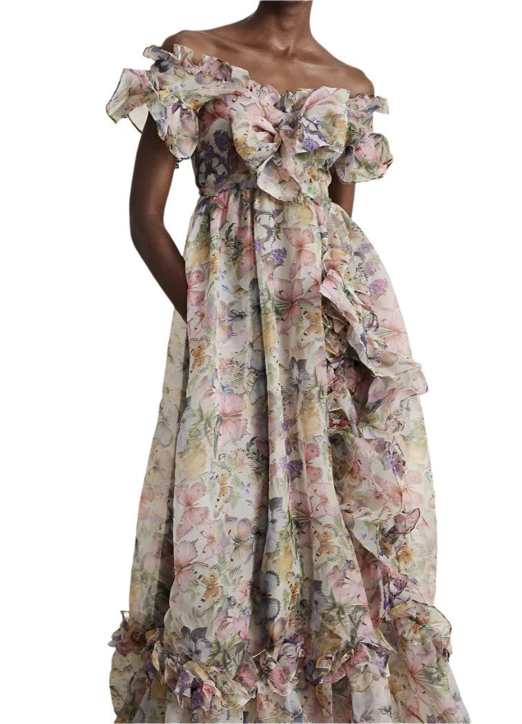 NEXT DAY DELIVERY VENA Off Shoulder Floral Maxi Bodycon Dress