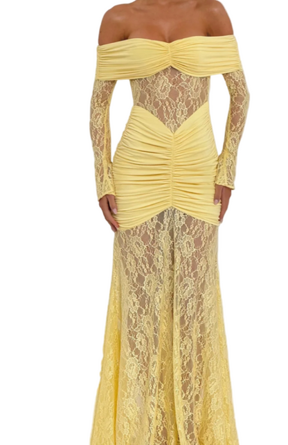 BIEL Lace Long Sleeve Maxi Bodycon Dress