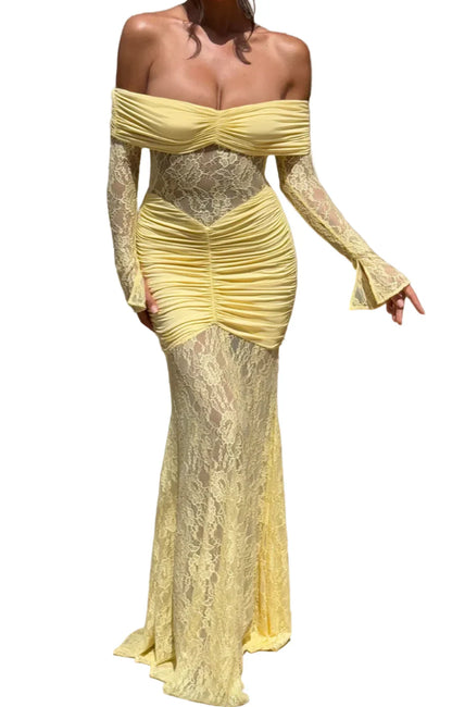 NEXT DAY DELIVERY BIEL Lace Long Sleeve Maxi Bodycon Dress