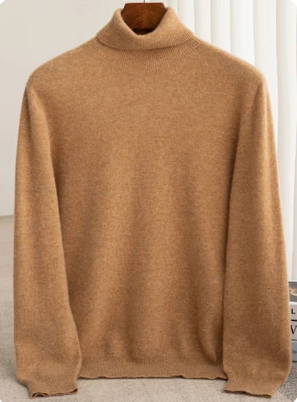 Men Merino Wool Turtleneck Knitted Pullover | Merino Wool Sweater | Cashmere Warm Knit Top