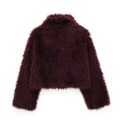 Women Burgundy Fur Coat | Wine Red Jacket