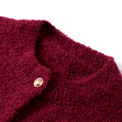 Women Burgundy Knitted Cardigan