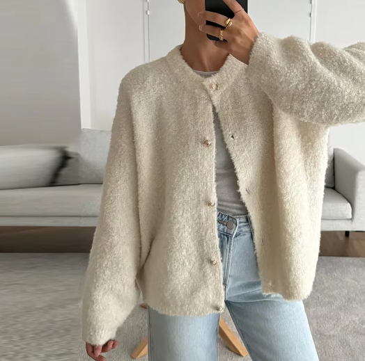 Women Burgundy Knitted Cardigan