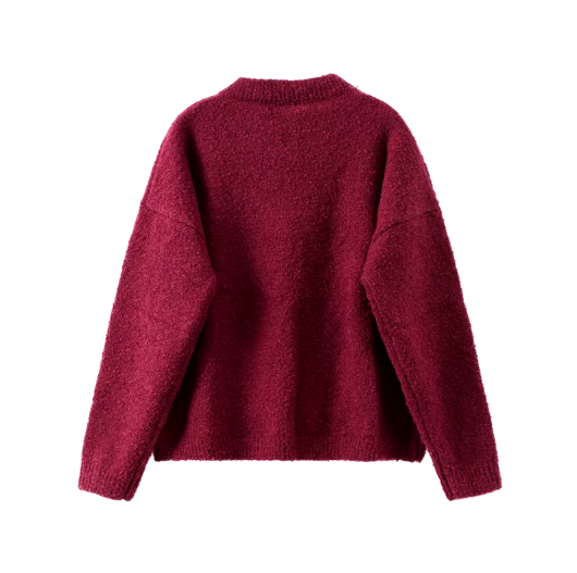 Women Burgundy Knitted Cardigan