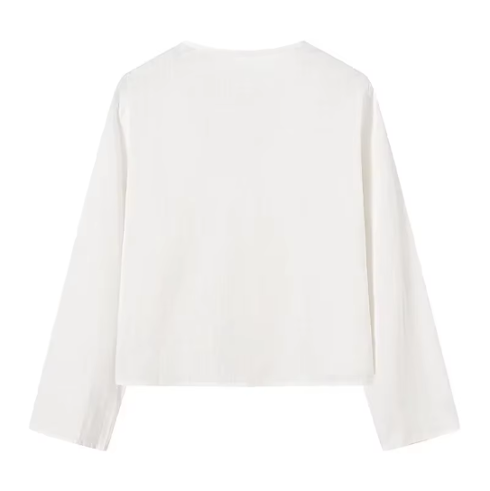 Women V-Neck Lace Up Shirt | Summer Casual Long Sleeve Blouse | Beach Chic Top