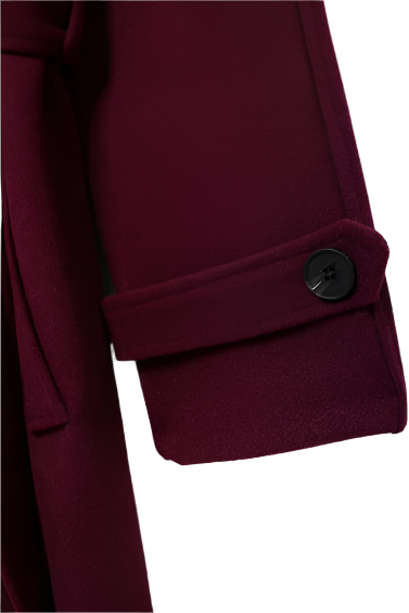 Women Burgundy Overcoat with Belt | Warm Winter Trench Coat