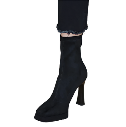 Women Suede Platform Chelsea Boots
