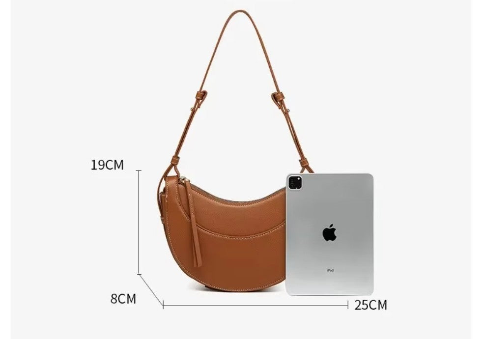 Women French Crescent Saddle Armpit Bag | Luxury Texture | Half Moon Crossbody Bag | Shoulder Bag