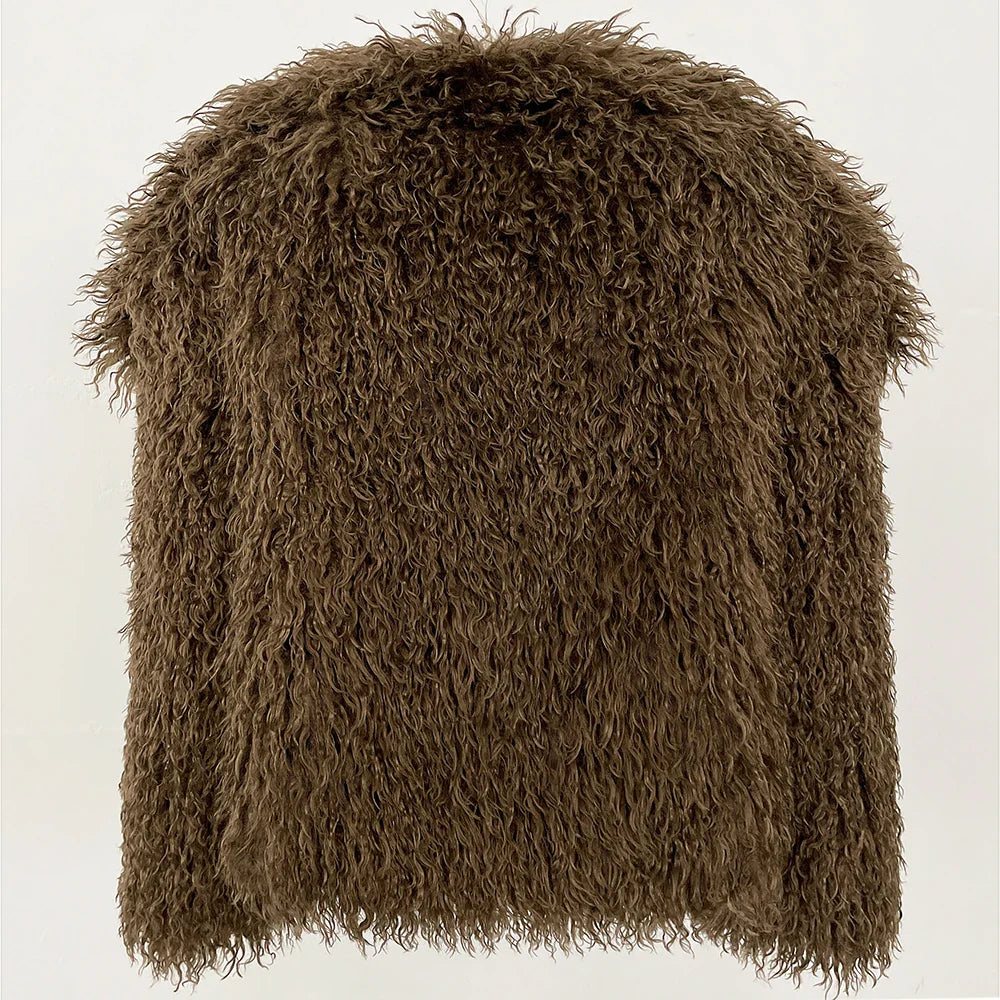 Short Mongolian Fur Coat | Women Luxury Cropped Fur Coat | Warm | Winter
